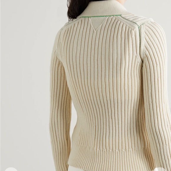 Theory 100% Cashmere Ivory Ribbed Long Sleeve Sweater Cardigan Large - Picture 4 of 11